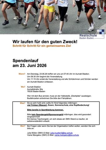 Elterninfo Spendenlauf